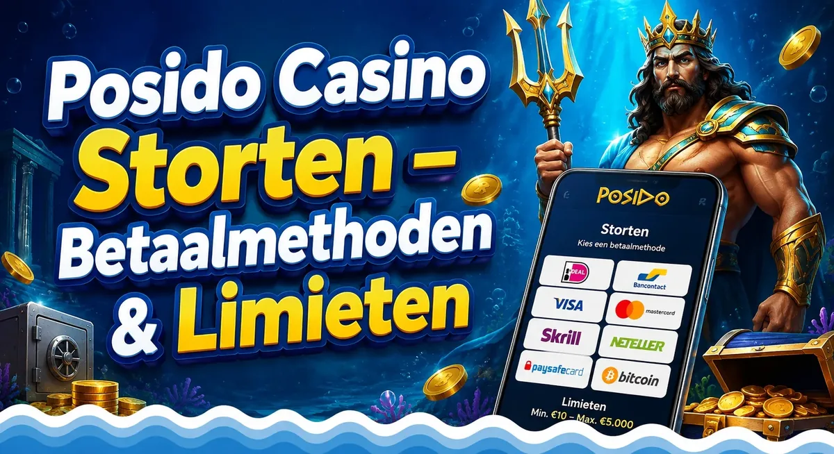 Posido Casino storten: keuzescherm met betaalmethoden en stortingslimieten op mobiel